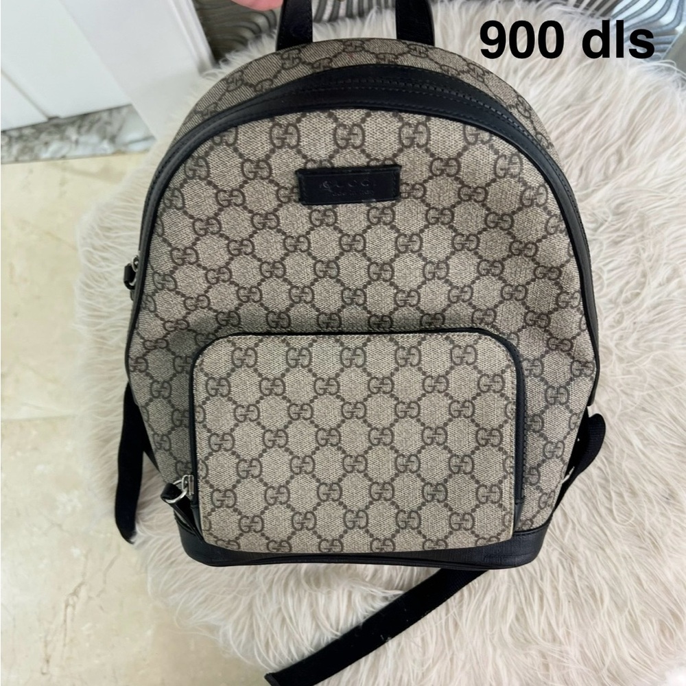 Gucci Beige and Black Monogram Backpack